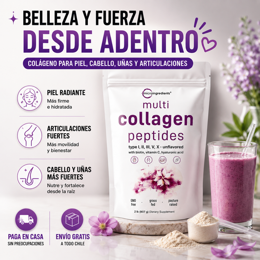 Multi Collagen Peptides 💜 Piel Firme, Cabello Fuerte y Más Bienestar