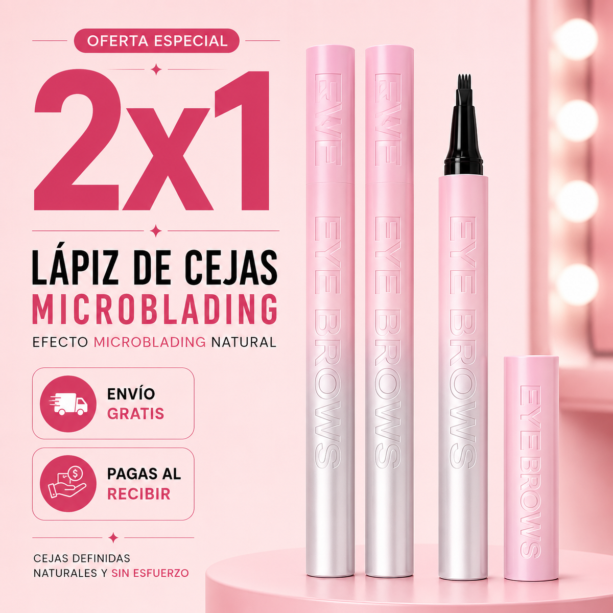 Lápiz de Cejas 4D Impermeable 2x1 | Efecto Microblading Natural