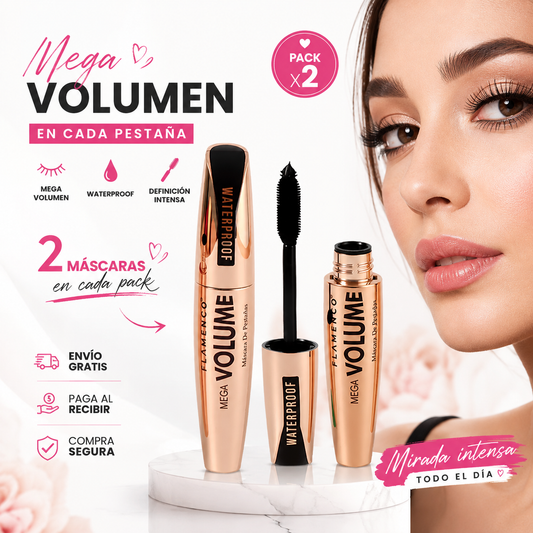 Máscara de Pestañas Mega Volumen Waterproof 2x1 ✨
