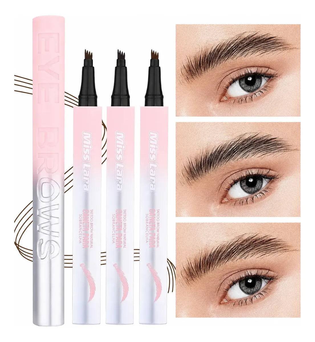 Lápiz de Cejas 4D Impermeable 2x1 | Efecto Microblading Natural